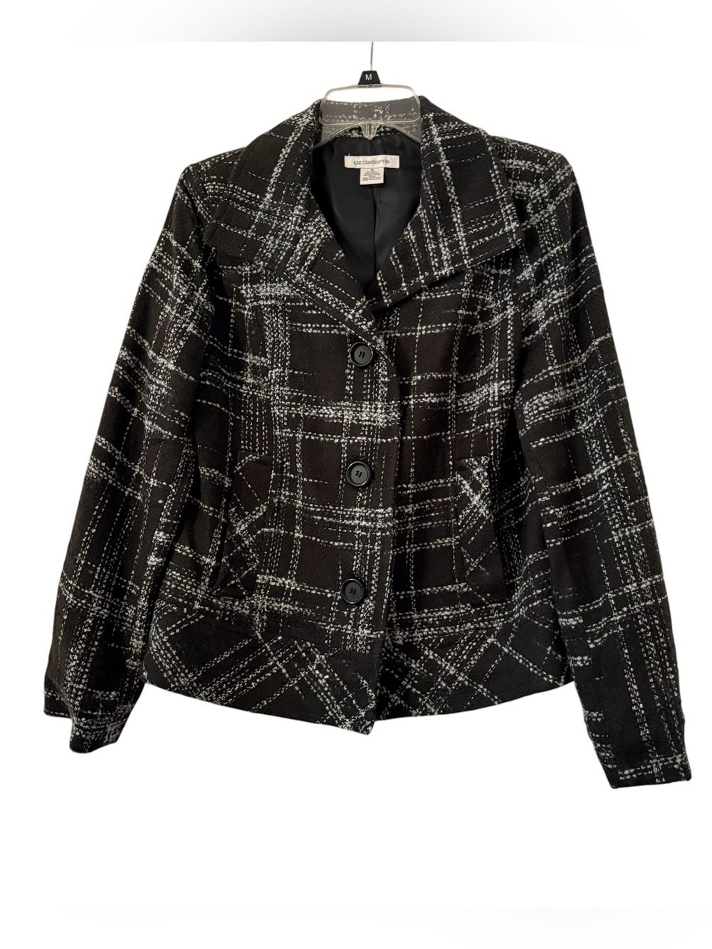 Liz Claiborne Women’s Small Black And Gray Tweed Jacket